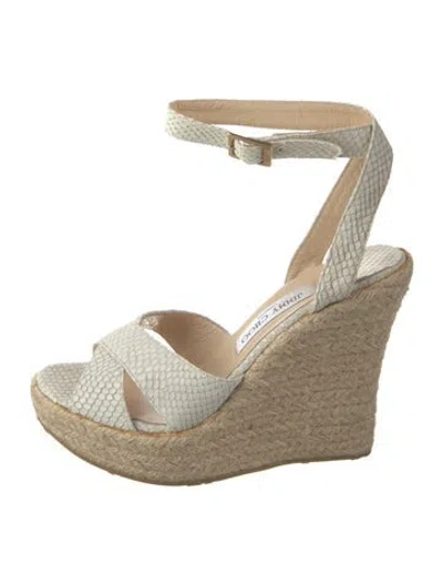 Pre-owned Jimmy Choo Embossed Leather Espadrilles In White