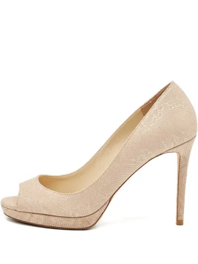 Pre-owned Jimmy Choo Embossed Leather Sandals In Neutral