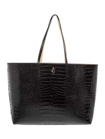 Pre-owned Jimmy Choo Embossed Leather Tote In Black