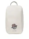 Jimmy Choo Embossed-logo Crystal-embellished Shoe Bag In White