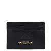 Jimmy Choo Embossed Logo Leather Card Case In Gold Tone/black