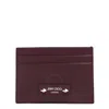 Jimmy Choo Embossed Logo Leather Card Case In Silver Tone