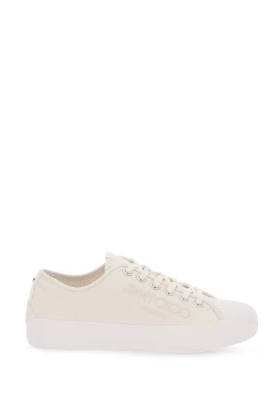 Jimmy Choo Embroidered Canvas Maxi Sneakers In White
