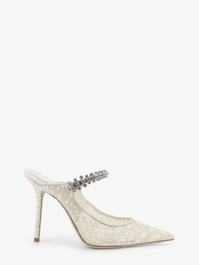 Jimmy Choo Bing 100 Glittered Tulle Pumps In White