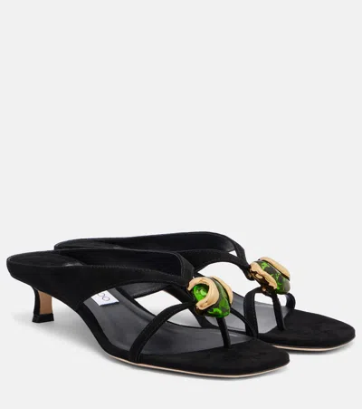 Jimmy Choo Emeri Suede Sandals Thong Strap Design In Multi