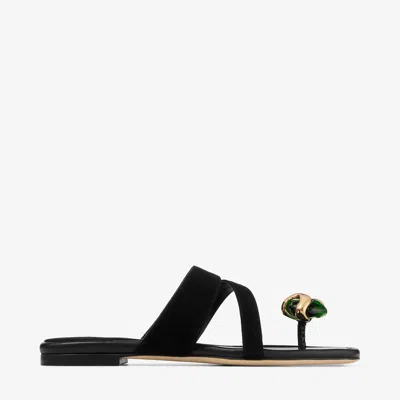 Jimmy Choo Emeri Stone Flat Sandals In Black