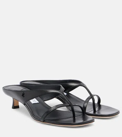 Jimmy Choo Emery Leather Thong Sandals In Black