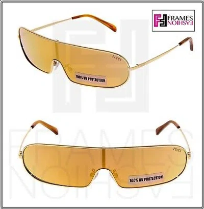 Pre-owned Jimmy Choo Emilio Pucci Ep68 Thin Wrap Futuristic Gold Mirrored Sunglasses Ep 68 Unisex