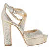 Jimmy Choo Emily Cross-strap Sandal Heels In Gold Leather