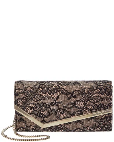 Jimmy Choo Emme Leather Clutch In Black/balletpink/lightgold