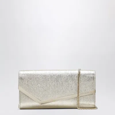Jimmy Choo Emmie Brilliance Fabric Clutch In Platinum Ice In Gold