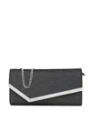 Jimmy Choo Emmie Clutch With Strass And Chain In Black