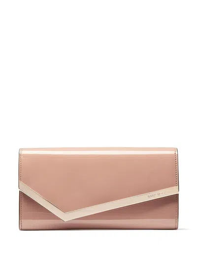 JIMMY CHOO EMMIE CLUTCH BAG IN BALLET PINK PATENT LEATHER