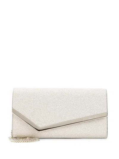 Jimmy Choo Emmie Pouch With Light Gold Microglitter In Neutral