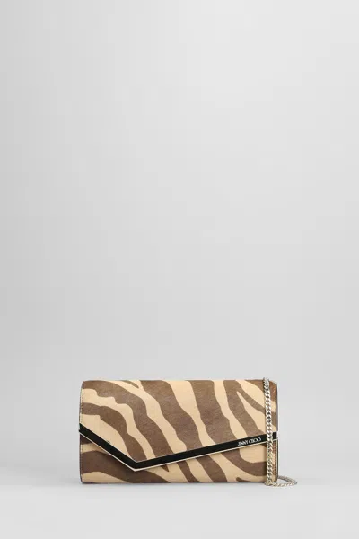 Jimmy Choo Emmie Clutch In Beige Pony Skin In Sand