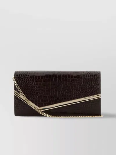 Jimmy Choo Emmie Clutch In Leather Chocolat