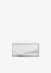 Jimmy Choo Emmie Clutch In Mirror Fabric In Silver