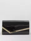 Jimmy Choo Emmie Clutch Patent Leather Envelope Chain In Black
