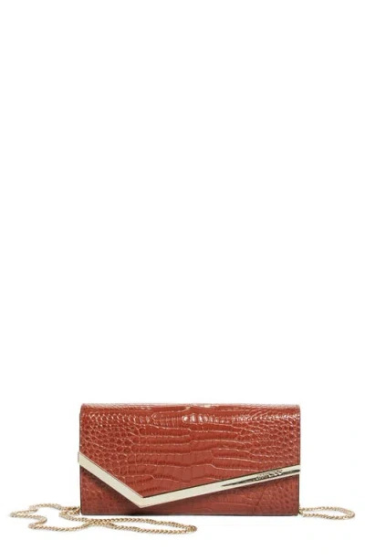 Jimmy Choo Emmie Croc Embossed Leather Clutch