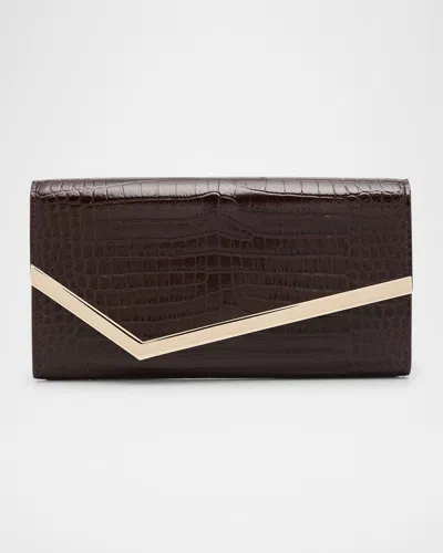 Jimmy Choo Emmie Croc-embossed Leather Clutch Bag