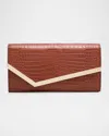 Jimmy Choo Emmie Croc Embossed Leather Clutch
