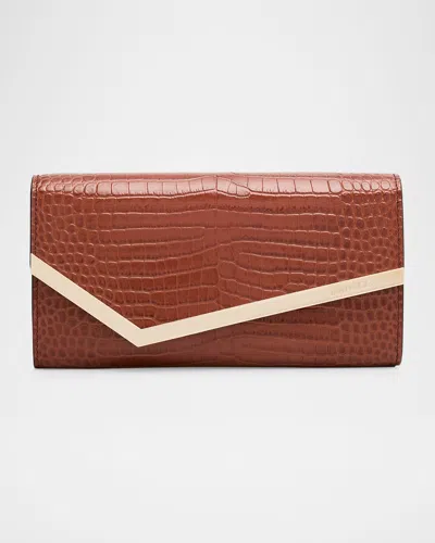 Jimmy Choo Emmie Embossed Leather Clutch Bag