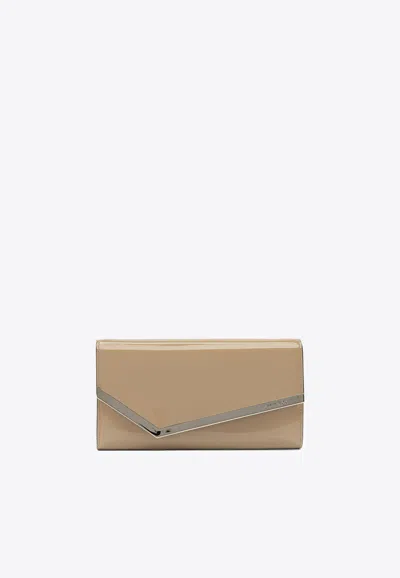 Jimmy Choo Emmie Flap Clutch Bag In Brown