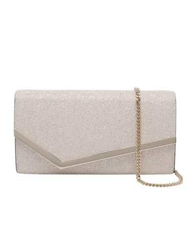 Jimmy Choo Emmie Glitter Clutch Bag In Brown