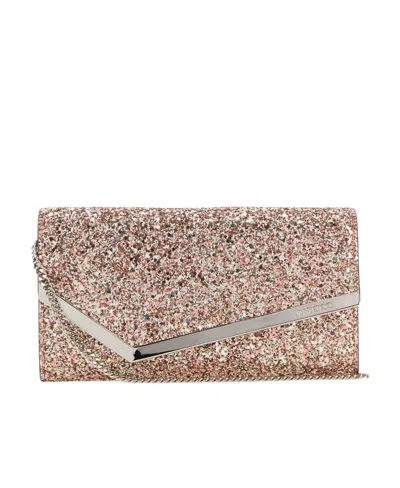 Jimmy Choo Embellished Fabric Emmie Clutch In Nude
