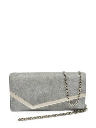Pre-owned Jimmy Choo Emmie Glitter Clutch Bag In Silver
