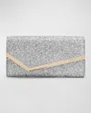 Jimmy Choo Emmie Glitter Embellished Clutch In Silver Light Gold