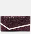 Jimmy Choo Emmie Glitter Clutch In Burgundy