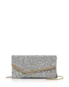 Jimmy Choo Emmie Glitter Embellished Clutch In Silver