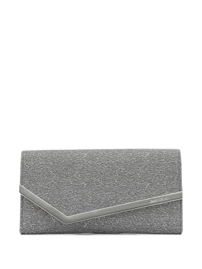 Jimmy Choo Emmie Glitter-effect Clutch Bag In Pink
