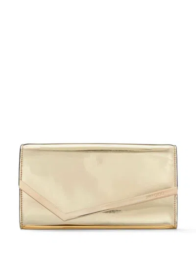 Jimmy Choo Emmie Gold-colored Handbag With Magnetic Fastening In Mirror Fabric Woman In Neutral