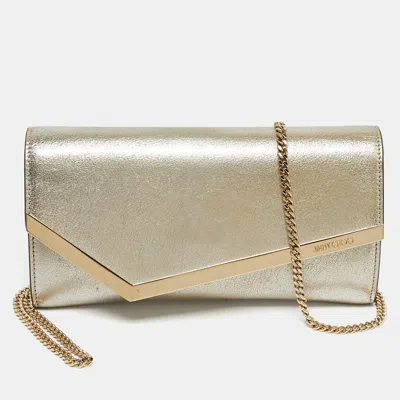 Pre-owned Jimmy Choo Emmie Gold Leather Chain Clutch