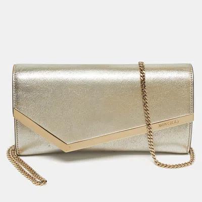 Jimmy Choo Emmie Gold Leather Chain Clutch
