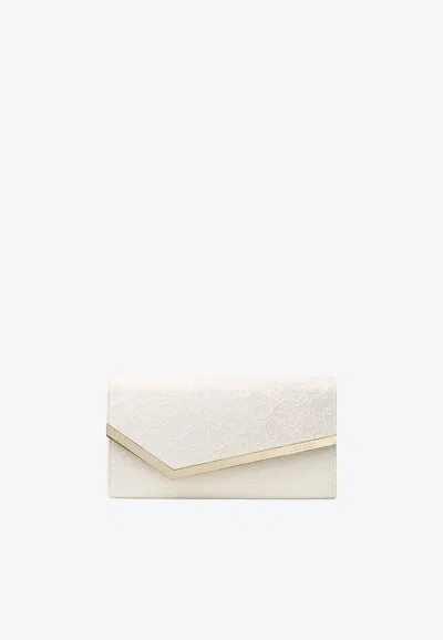 Jimmy Choo Emmie Lace Clutch Bag In White