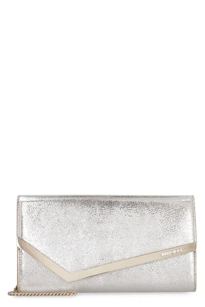 Jimmy Choo Emmie Leather Clutch In Gold