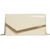 Jimmy Choo Emmie Patent Leather Clutch In Latte/light Gold