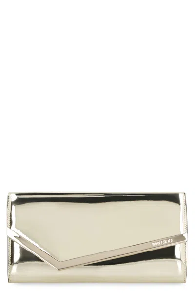 Jimmy Choo Emmie Leather Wallet On Chain In Gold