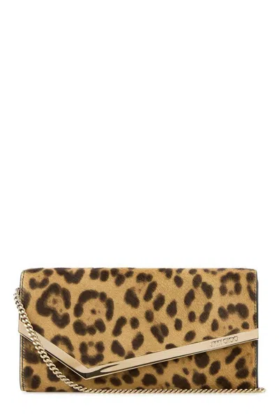 Jimmy Choo Emmie Leopard Print Pony Clutch Bag In Multi