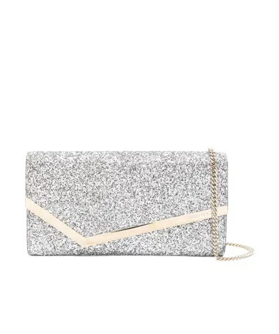 JIMMY CHOO JIMMY CHOO EMMIE GLITTER-DETAILED CHAIN-LINKED CLUTCH BAG