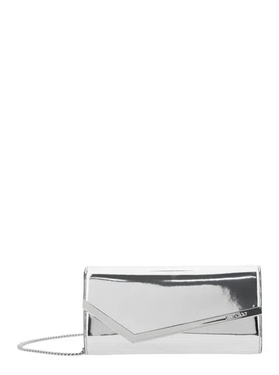Jimmy Choo Emmie Mirrored Clutch In Metallic
