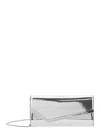 Jimmy Choo 'emmie' Metallic Envelope Clutch With Logo Lettering On The Front And Chain-link Shoulder Strap
