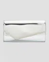 Jimmy Choo Emmie Metallic Leather Clutch Bag In Silver