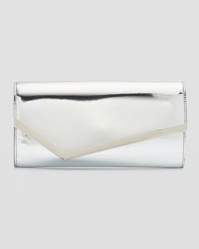 Jimmy Choo Emmie Metallic Leather Clutch Bag In Silver