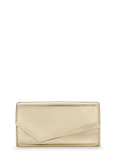 Jimmy Choo Emmie Metallic Leather Clutch In Gold