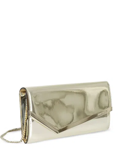 Jimmy Choo Emmie Metallic-finish Chain Clutch Bag In Gold