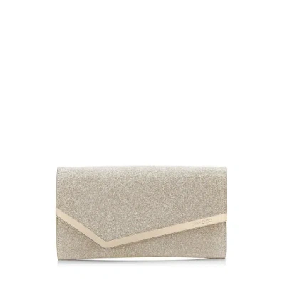Jimmy Choo Womens Platinum Ice Emmie Glittered Clutch In Neutral